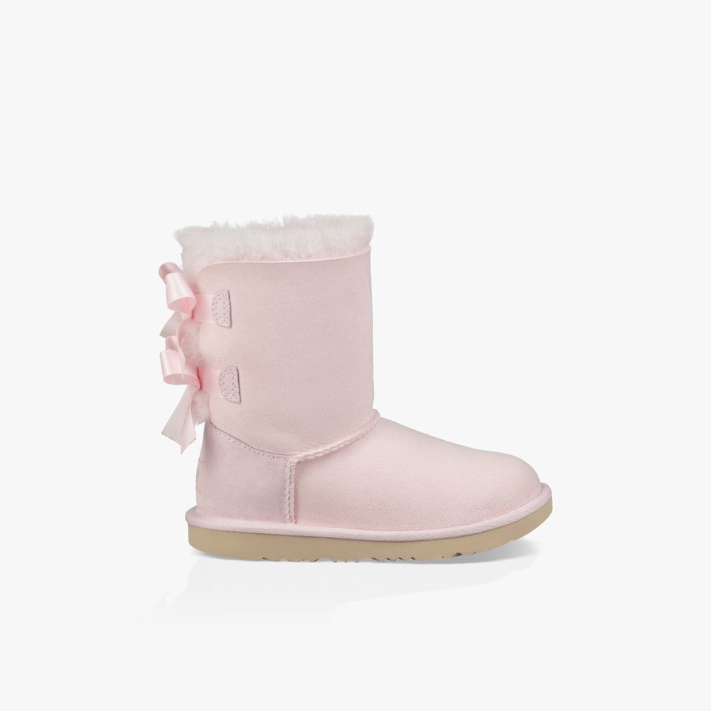 Bottes UGG Bailey Bow II Fille Grise Rose Soldes 230OILSF